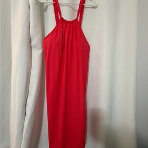 Athleta Bright coral Halter Midi Dress